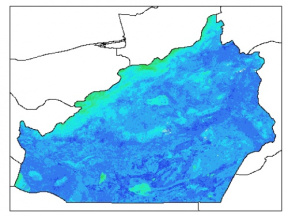 نقشه وزن مخصوص ظاهری خاک در عمق 15 سانتیمتری استان سمنان