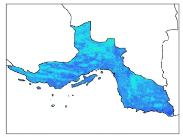 نقشه وزن مخصوص ظاهری خاک در عمق 15 سانتیمتری استان هرمزگان