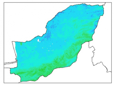 نقشه وزن مخصوص ظاهری خاک در عمق 15 سانتیمتری استان گلستان