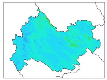 نقشه وزن مخصوص ظاهری خاک در عمق 15 سانتیمتری استان كرمانشاه