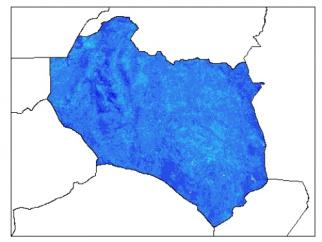 نقشه وزن مخصوص ظاهری خاک در عمق 30 سانتیمتری استان خراسان جنوبي