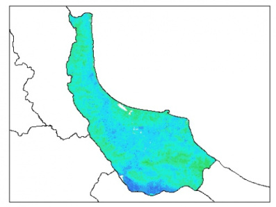 نقشه وزن مخصوص ظاهری خاک در عمق 30 سانتیمتری استان گيلان