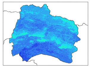 نقشه وزن مخصوص ظاهری خاک در عمق 30 سانتیمتری استان خراسان شمالي