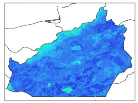 نقشه وزن مخصوص ظاهری خاک در عمق 30 سانتیمتری استان سمنان