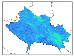 نقشه وزن مخصوص ظاهری خاک در عمق 30 سانتیمتری استان لرستان