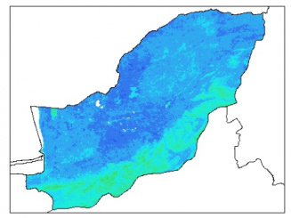 نقشه وزن مخصوص ظاهری خاک در عمق 30 سانتیمتری استان گلستان