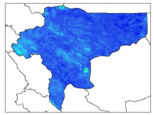 نقشه وزن مخصوص ظاهری خاک در عمق 60 سانتیمتری استان اصفهان