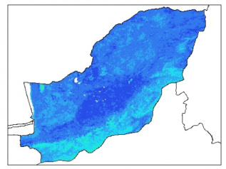 نقشه وزن مخصوص ظاهری خاک در عمق 60 سانتیمتری استان گلستان