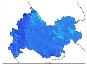 نقشه وزن مخصوص ظاهری خاک در عمق 60 سانتیمتری استان كرمانشاه