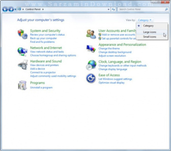 تنظیمات کنترل پنل در ویندوز 7
