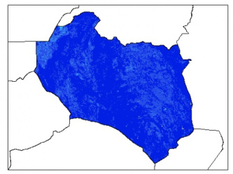 نقشه وزن مخصوص ظاهری خاک در عمق 100 سانتیمتری استان خراسان جنوبي