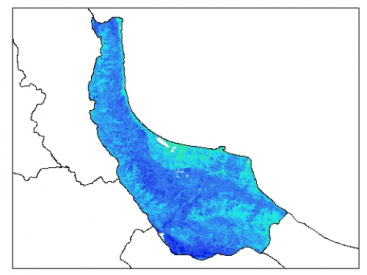 نقشه وزن مخصوص ظاهری خاک در عمق 100 سانتیمتری استان گيلان