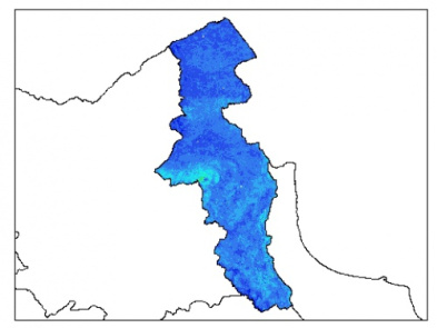نقشه وزن مخصوص ظاهری خاک در عمق 100 سانتیمتری استان اردبيل