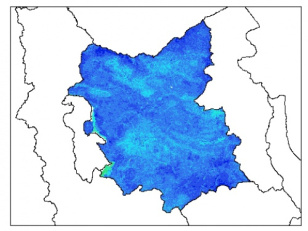 نقشه وزن مخصوص ظاهری خاک در عمق 100 سانتیمتری استان آذربايجان شرقي