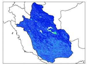 نقشه وزن مخصوص ظاهری خاک در عمق 100 سانتیمتری استان فارس
