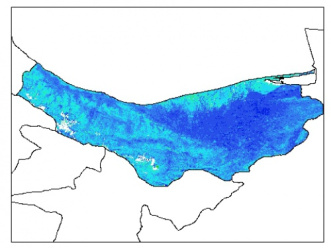 نقشه وزن مخصوص ظاهری خاک در عمق 100 سانتیمتری استان مازندران