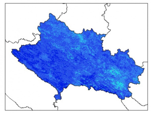 نقشه وزن مخصوص ظاهری خاک در عمق 100 سانتیمتری استان لرستان