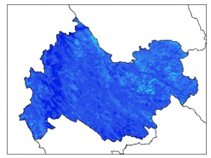 نقشه وزن مخصوص ظاهری خاک در عمق 100 سانتیمتری استان كرمانشاه