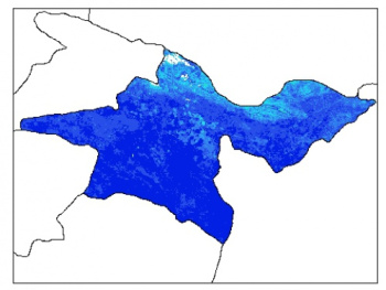 نقشه وزن مخصوص ظاهری خاک در عمق 200 سانتیمتری استان تهران