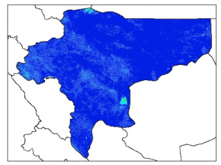 نقشه وزن مخصوص ظاهری خاک در عمق 200 سانتیمتری استان اصفهان