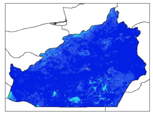 نقشه وزن مخصوص ظاهری خاک در عمق 200 سانتیمتری استان سمنان