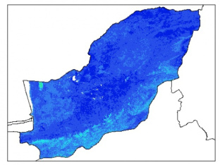 نقشه وزن مخصوص ظاهری خاک در عمق 200 سانتیمتری استان گلستان