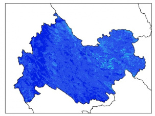 نقشه وزن مخصوص ظاهری خاک در عمق 200 سانتیمتری استان كرمانشاه