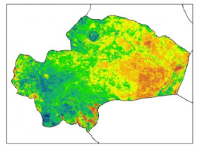 نقشه PH خاک محلول در آب در عمق صفر سانتیمتری استان  قم
