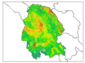 نقشه PH خاک محلول در آب در عمق صفر سانتیمتری استان  خوزستان