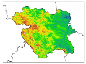 نقشه PH خاک محلول در آب در عمق صفر سانتیمتری استان  كردستان