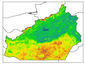 نقشه PH خاک محلول در آب در عمق صفر سانتیمتری استان  سمنان