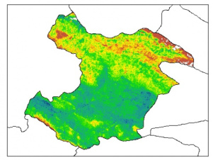 نقشه PH خاک محلول در آب در عمق صفر سانتیمتری استان  قزوين