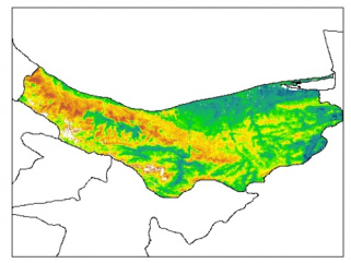 نقشه PH خاک محلول در آب در عمق صفر سانتیمتری استان  مازندران