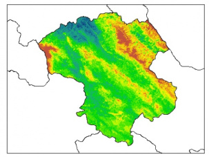 نقشه PH خاک محلول در آب در عمق صفر سانتیمتری استان  زنجان