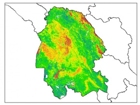 نقشه PH خاک محلول در آب در عمق 5 سانتیمتری استان  خوزستان