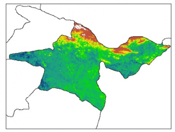 نقشه PH خاک محلول در آب در عمق 5 سانتیمتری استان  تهران