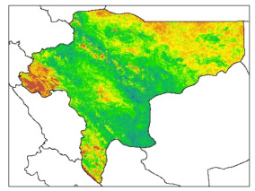 نقشه PH خاک محلول در آب در عمق 5 سانتیمتری استان  اصفهان
