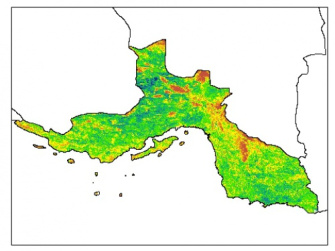 نقشه PH خاک محلول در آب در عمق 5 سانتیمتری استان  هرمزگان