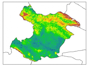 نقشه PH خاک محلول در آب در عمق 5 سانتیمتری استان  قزوين