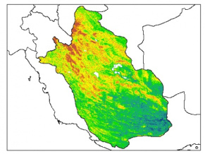 نقشه PH خاک محلول در آب در عمق 5 سانتیمتری استان  فارس
