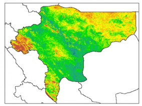 نقشه PH خاک محلول در آب در عمق 15 سانتیمتری استان  اصفهان