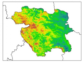 نقشه PH خاک محلول در آب در عمق 15 سانتیمتری استان  كردستان