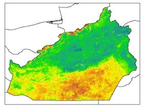 نقشه PH خاک محلول در آب در عمق 15 سانتیمتری استان  سمنان