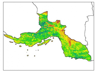 نقشه PH خاک محلول در آب در عمق 15 سانتیمتری استان  هرمزگان