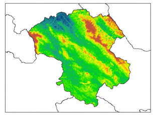 نقشه PH خاک محلول در آب در عمق 15 سانتیمتری استان  زنجان