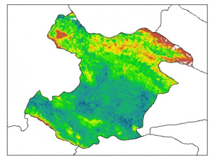 نقشه PH خاک محلول در آب در عمق 30 سانتیمتری استان  قزوين