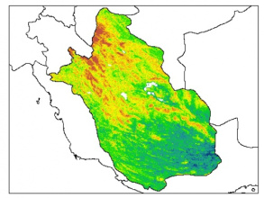 نقشه PH خاک محلول در آب در عمق 30 سانتیمتری استان  فارس