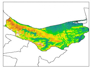 نقشه PH خاک محلول در آب در عمق 30 سانتیمتری استان  مازندران
