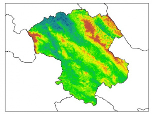 نقشه PH خاک محلول در آب در عمق 30 سانتیمتری استان  زنجان