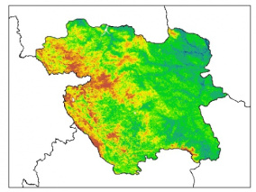 نقشه PH خاک محلول در آب در عمق 60 سانتیمتری استان  كردستان